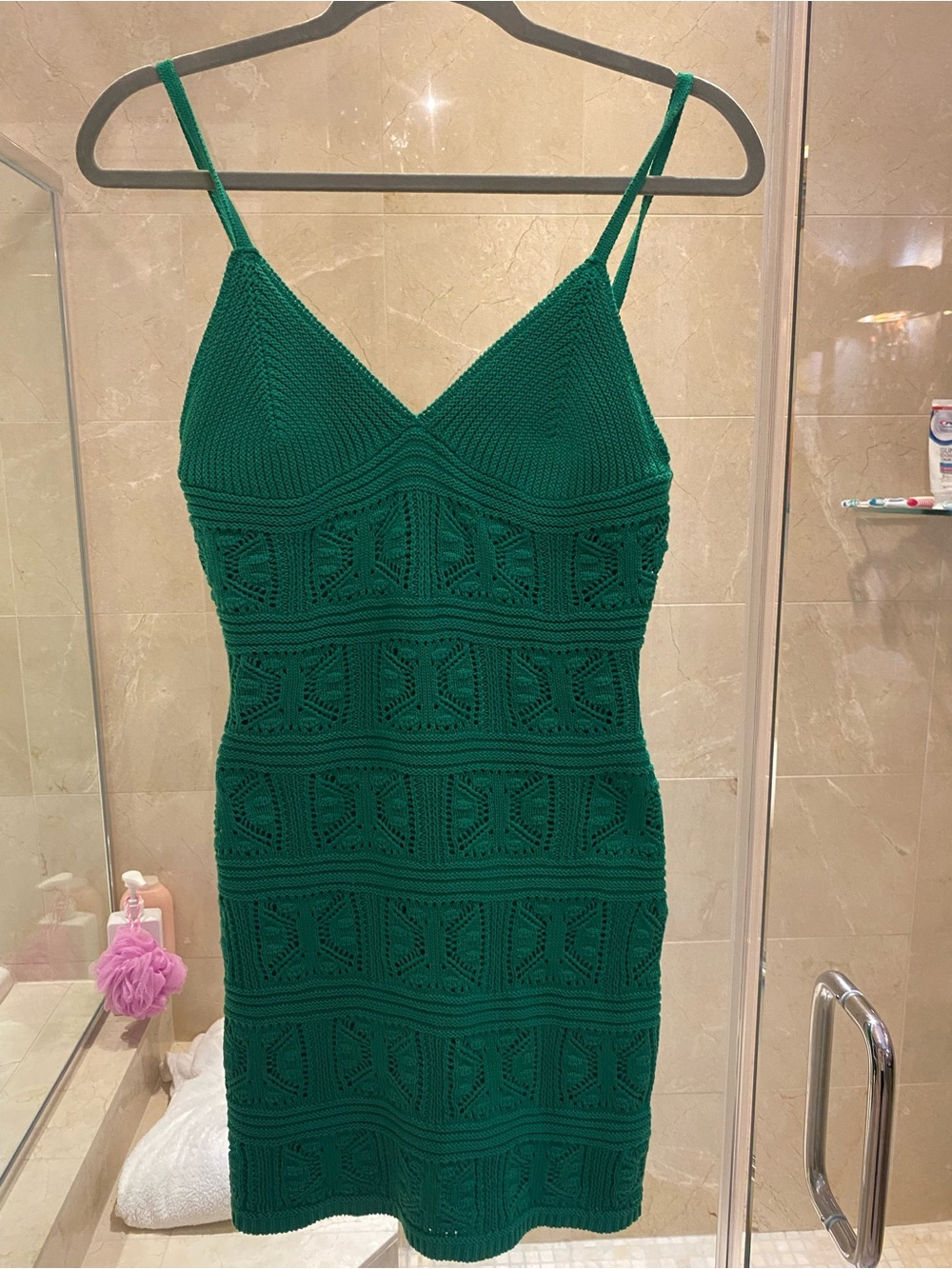 Olive & Oak Emerald Green Crochet Dress